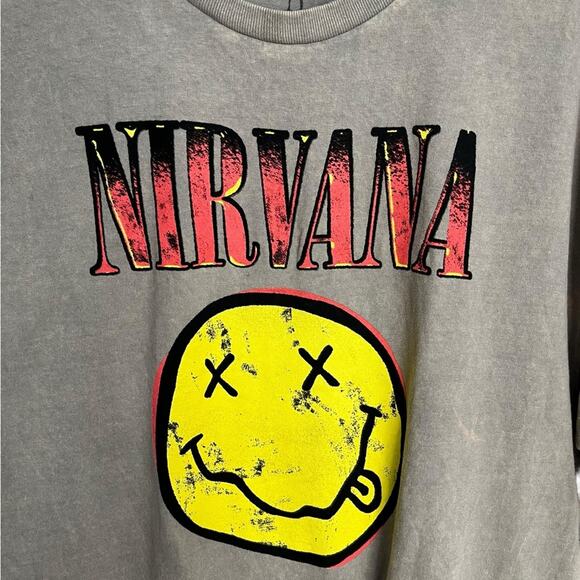 NIRVANA Smiley 90s Style Grunge‎ Shirt Unisex Size XLarg - Picture 3 of 7